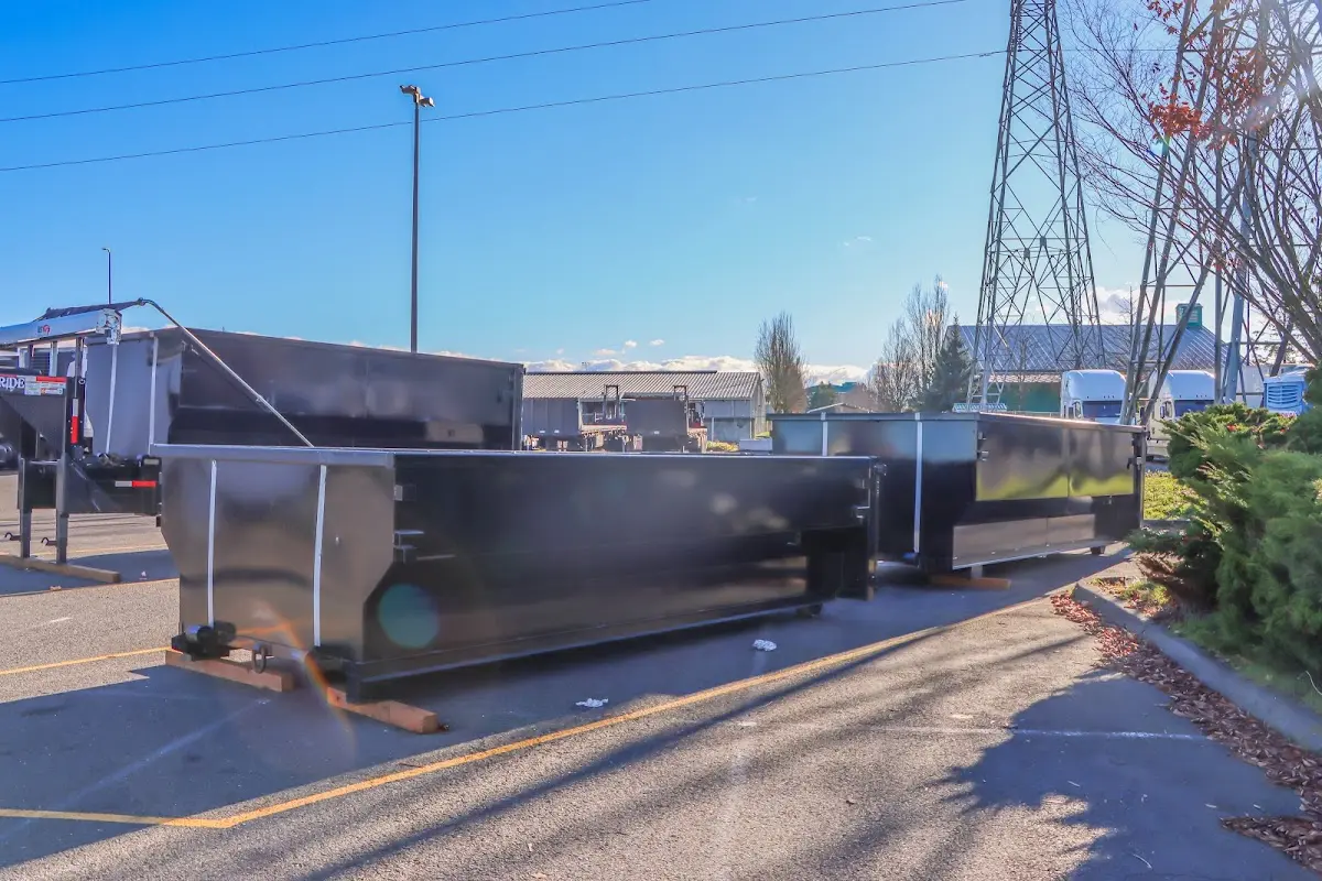 Roll-off dumpster ready for waste disposal at job site for 2 Yard Dumpster Rental in South Pasadena